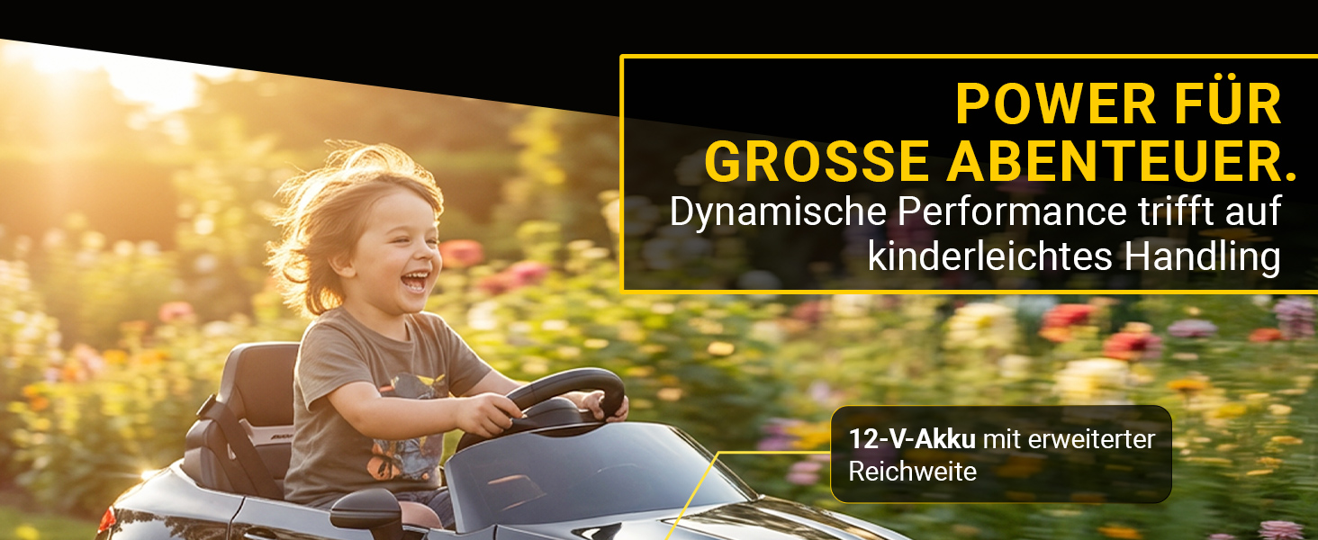 Kraftvoller Fahrspaß für kleine Rennfahrer Das Mercedes-AMG CLE 53 Kinder-Elektroauto begeistert mit leistungsstarkem 12-V-Akku und sorgt für ausdauernden Fahrspaß. Die Kombination aus kraftvollem Antrieb und einfacher Bedienung ermöglicht kleinen Fahrern ein dynamisches und zugleich sicheres Fahrerlebnis im Garten, auf Wegen oder im Hof.